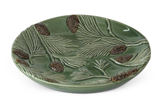 6.75 Inch Green Ceramic Pinecone Plate