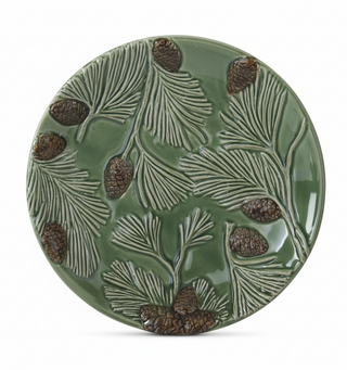 6.75 Inch Green Ceramic Pinecone Plate
