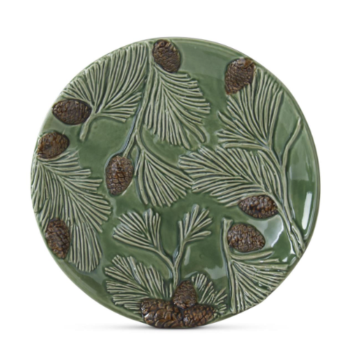 6.75 Inch Green Ceramic Pinecone Plate