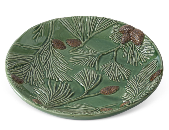 8.75 Inch Green Ceramic Pinecone Plate