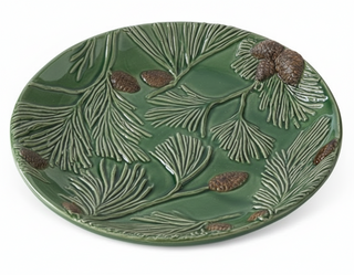 8.75 Inch Green Ceramic Pinecone Plate
