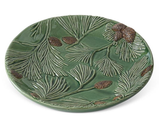 8.75 Inch Green Ceramic Pinecone Plate