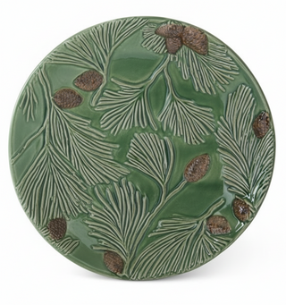 8.75 Inch Green Ceramic Pinecone Plate
