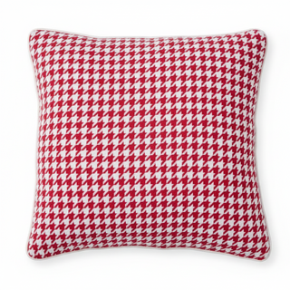 18 Inch Red & White Cotton Houndstooth Pillow
