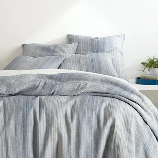 Sterling Stripe Linen Duvet Cover   Blue
