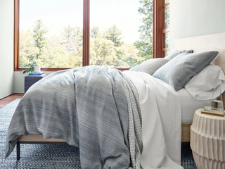 Sterling Stripe Linen Duvet Cover   Blue
