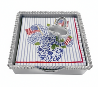 Flags and Hydrangeas Tote Beaded Napkin Box Set
