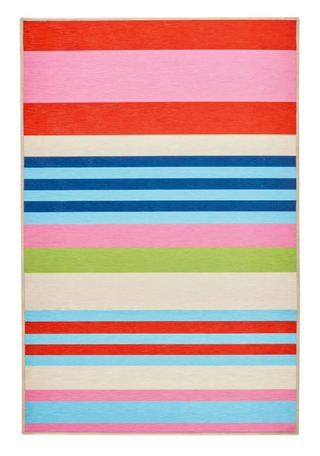 Beach Stripe Multi Machine Washable Rug
