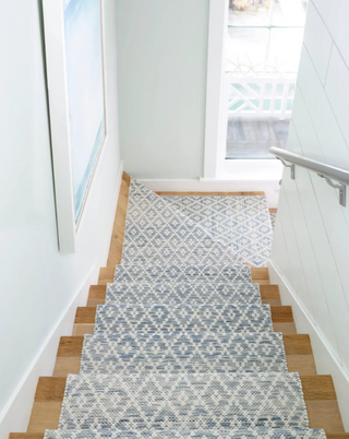 Melange Diamond Blue Handwoven Cotton Rug

