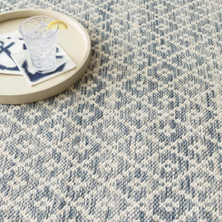 Melange Diamond Blue Handwoven Cotton Rug
