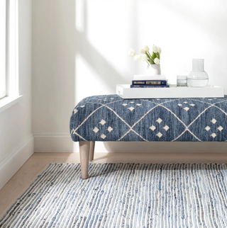 Denim Rag Ribbed Handwoven Cotton Rug
