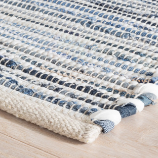 Denim Rag Ribbed Handwoven Cotton Rug
