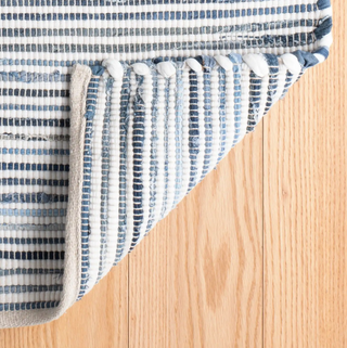 Denim Rag Ribbed Handwoven Cotton Rug
