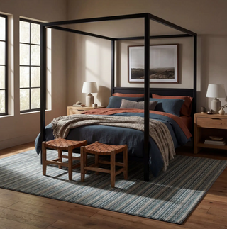 Brindle Stripe Hand Loom Knotted Wool Rug
