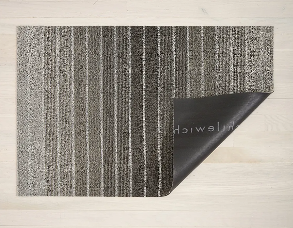 Taupe Block Stripe Shag 18x28 Floormat