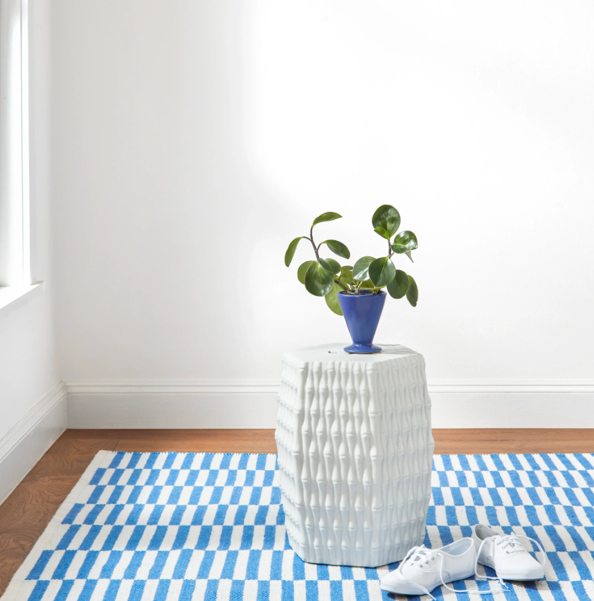 Sailing Stripe French Blue Handwoven Indoor/Outdoor Rug 2x3