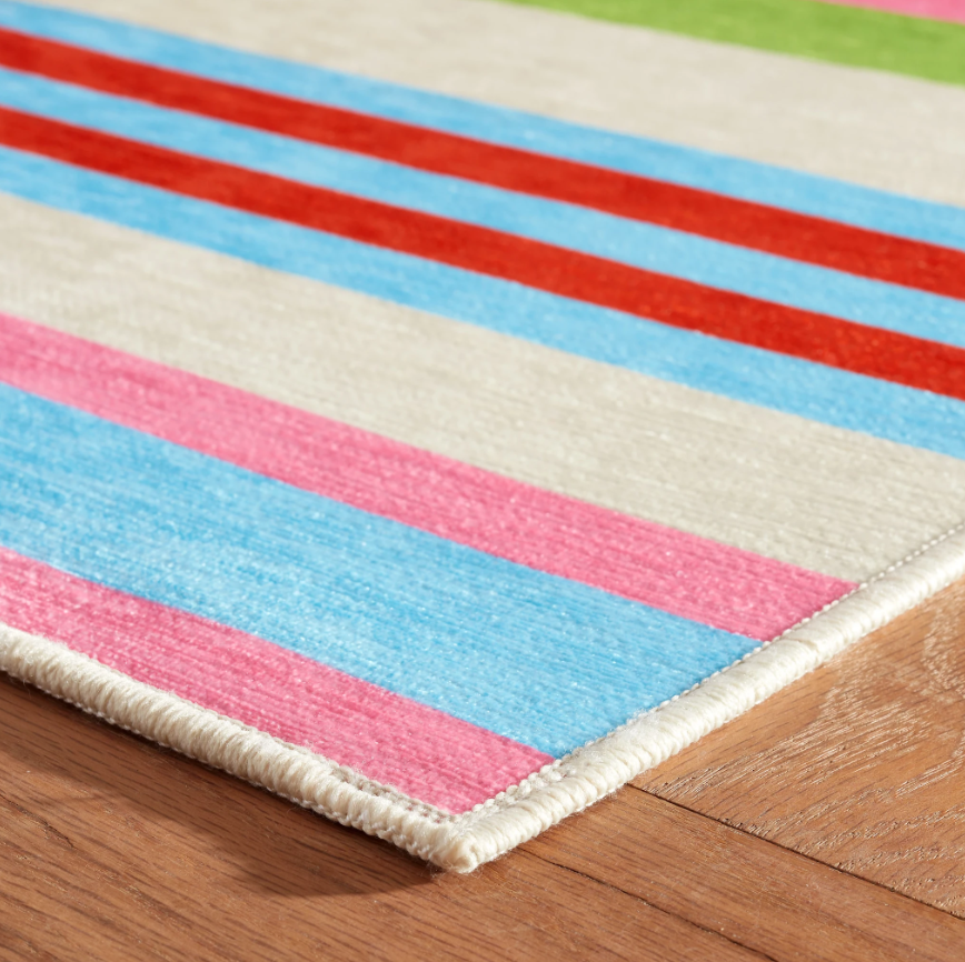 Beach Stripe Multi Machine Washable Rug 2.5x8