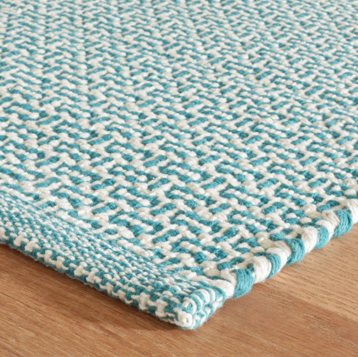 Miss Muffet Teal Handwoven Cotton Rug 2x3