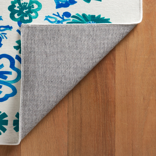 Graphic Gerbera Teal Machine Washable Rug   2' x 3'
