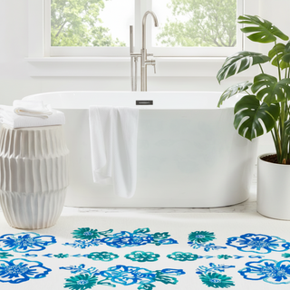 Graphic Gerbera Teal Machine Washable Rug   2' x 3'
