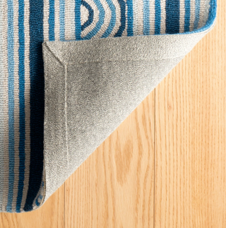 Button Blue Hand Micro Hooked Wool Rug 2x3
