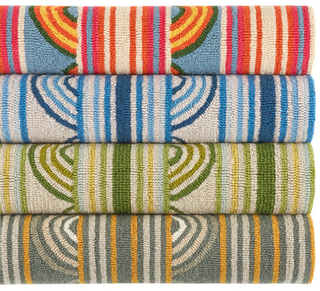 Button Blue Hand Micro Hooked Wool Rug 2x3
