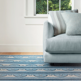 Button Blue Hand Micro Hooked Wool Rug 2x3
