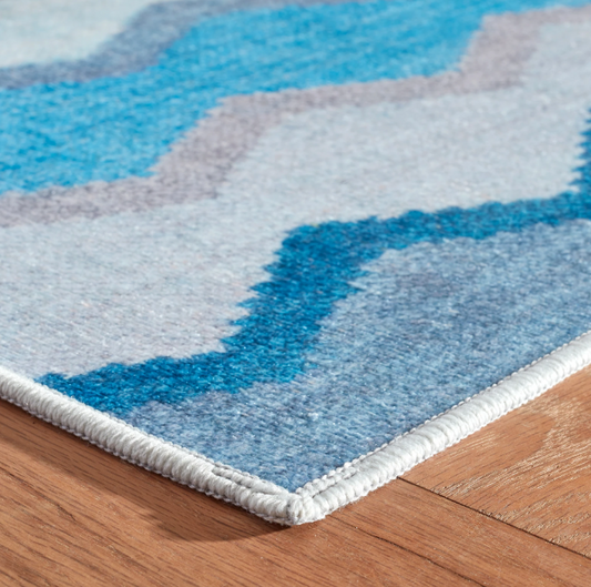 Safety Net Blue Machine Washable Rug 2.5x8