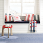 Awning Stripe Navy Decorative 16" lumbar Pillow Indoor/Outdoor