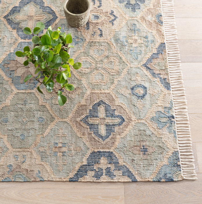 Pali Blue Woven Jute Rug 2x3