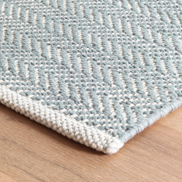 Herringbone Swedish Blue Woven Cotton Rug 2x3