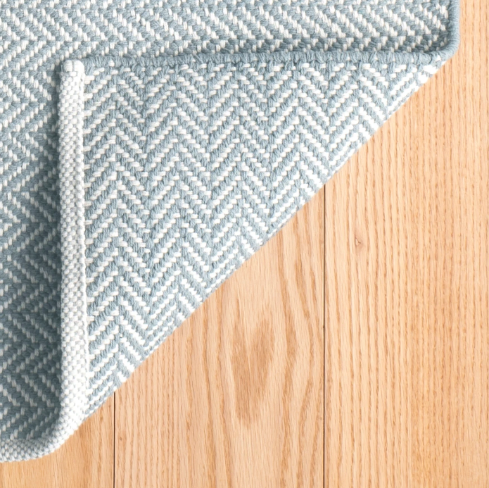 Herringbone Swedish Blue Woven Cotton Rug 2x3