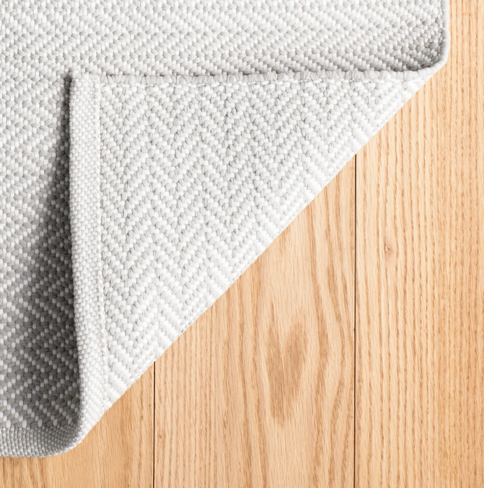 Herringbone Pearl Grey/White Indoor/Outdoor Handwoven 2x3