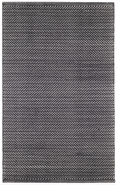 Herringbone Black Ivory Indoor/Outdoor Rug 2x3