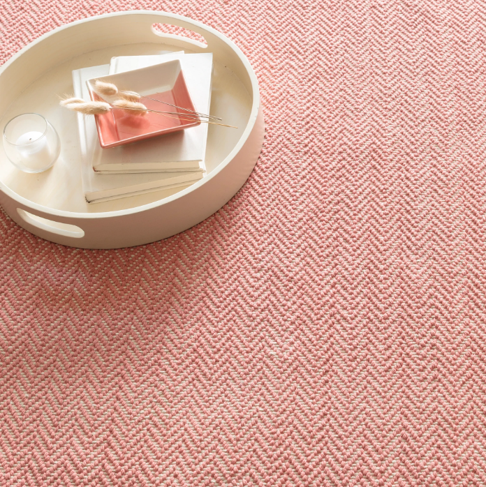 Herringbone Coral Woven Cotton Rug 2x3