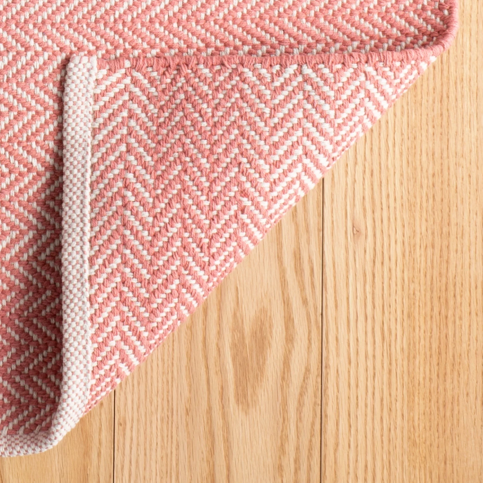 Herringbone Coral Woven Cotton Rug 2x3