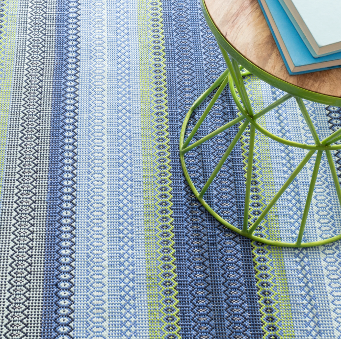 Fiesta Stripe French Blue/Green In/Out Rug 2x3