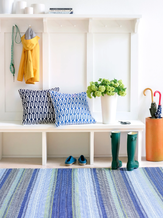 Fiesta Stripe French Blue/Green In/Out Rug 2x3