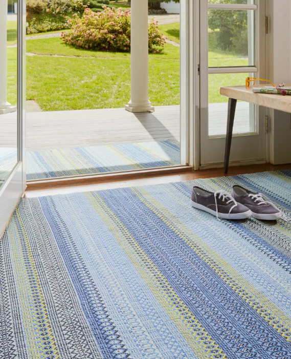 Fiesta Stripe French Blue/Green In/Out Rug 2x3