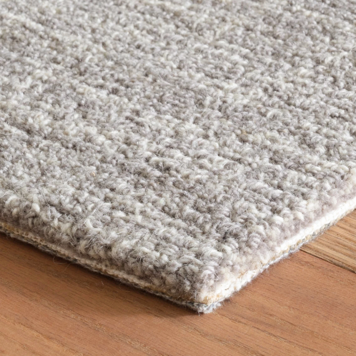 Crosshatch Dove Grey Micro Hooked Wool Rug 2x3