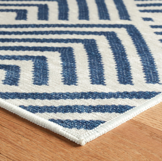 Cleo Navy Machine Washable Rug 2.5x8