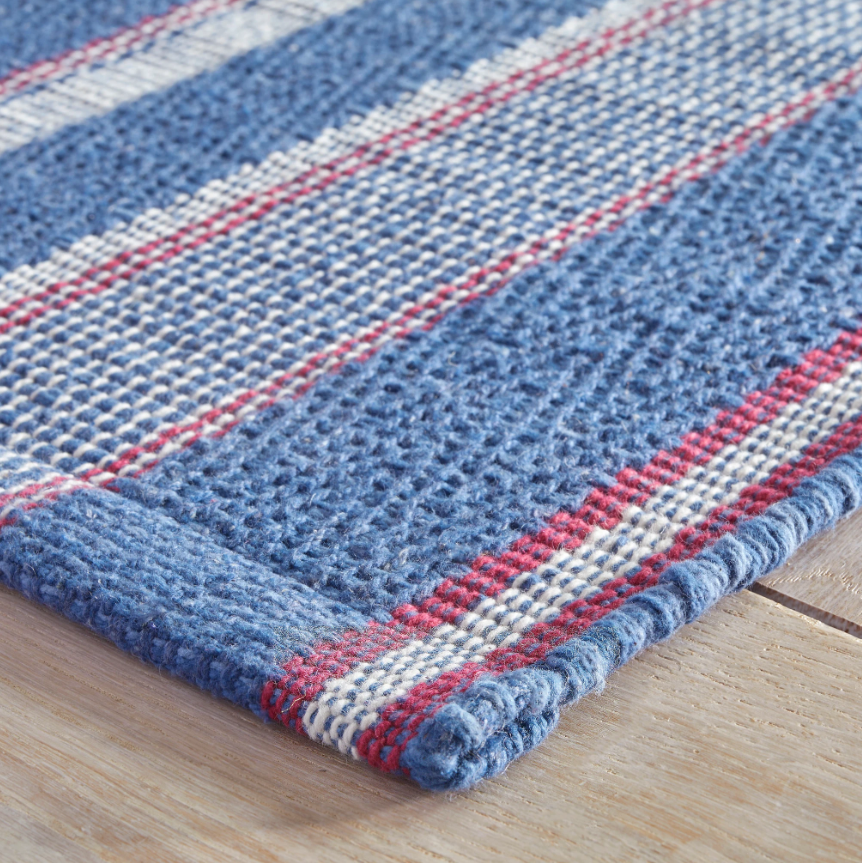 Camden Stripe Denim Handwoven Cotton Rug 2x3