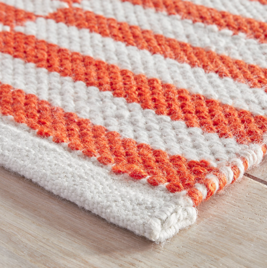 Sailing Stripe Tangerine Handwoven Indoor/Outdoor Rug 2x3