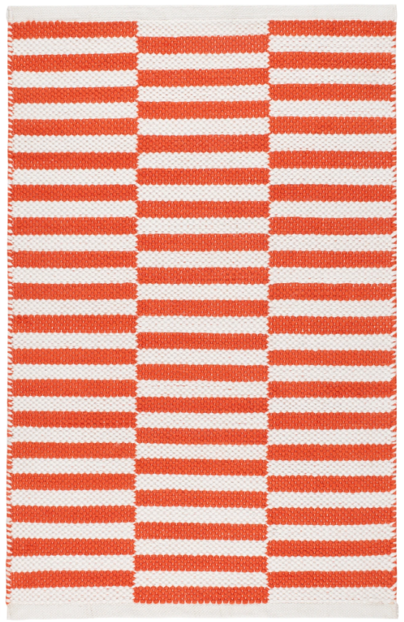 Sailing Stripe Tangerine Handwoven Indoor/Outdoor Rug 2x3