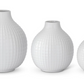 Glossy White Ceramic Grid Vase - Medium
