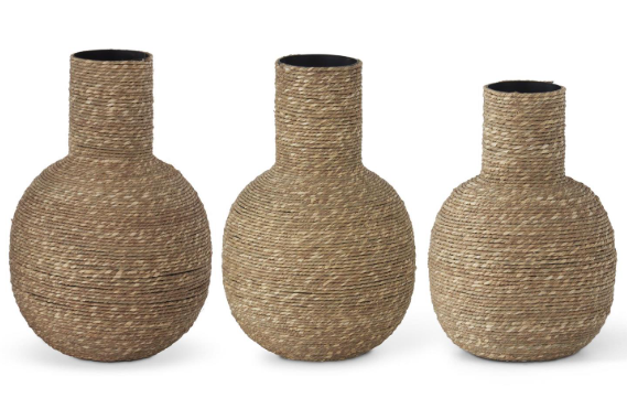 Metal Natural Jute Wrapped Vase - Large