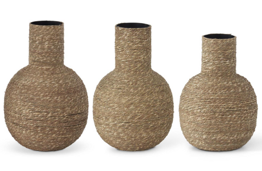 Metal Natural Jute Wrapped Vase - Large
