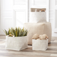 Round Woven Cream Felt Nesting Baskets w/Wood Handles - Medium