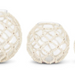 7.5 Inch Round Clear Glass Vase with Wood Bead Netting