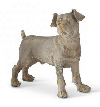 13.25 Inch Weathered Gray & Gold Resin Dog
